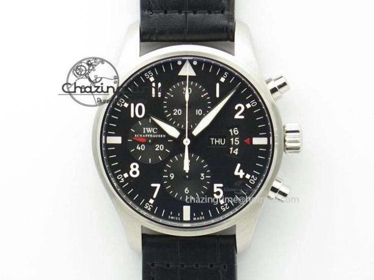 MIROTIME 0320 Pilot Chrono SS IW387808 CF3 ZF 1:1 Best Edition On Brown Leather Strap A Soft 7328